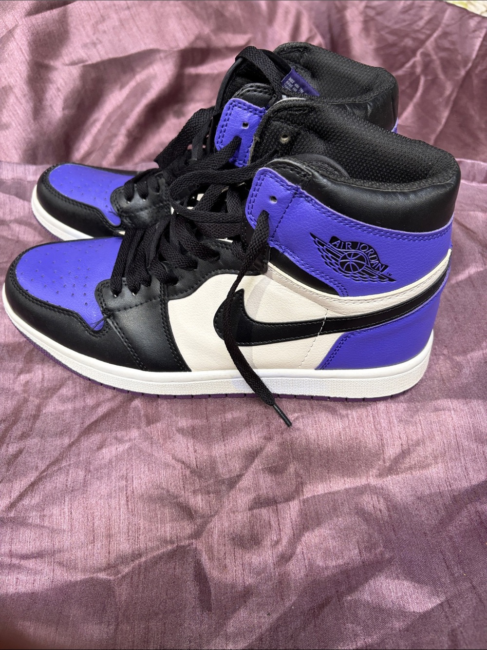 Nike Air Jordan 1 Mid Men  Basketball Shoes - Black/White/Purple
